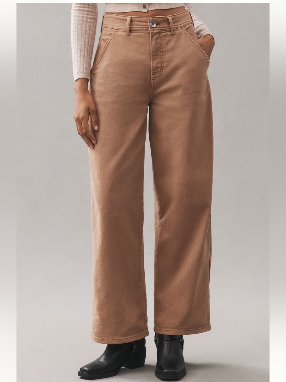 Pilcro High-Rise Wide-Leg Jeans in Camel Brown